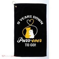 9th Wedding Anniversary Purr Ever Cat Gift Golf Towel thumb 0