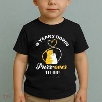 9th Wedding Anniversary Purr Ever Cat Gift Toddler T-Shirt thumb 2