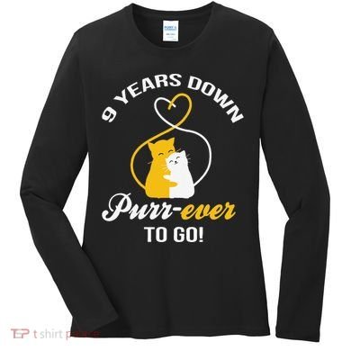 9th Wedding Anniversary Purr Ever Cat Gift Women's Long Sleeve Shirt