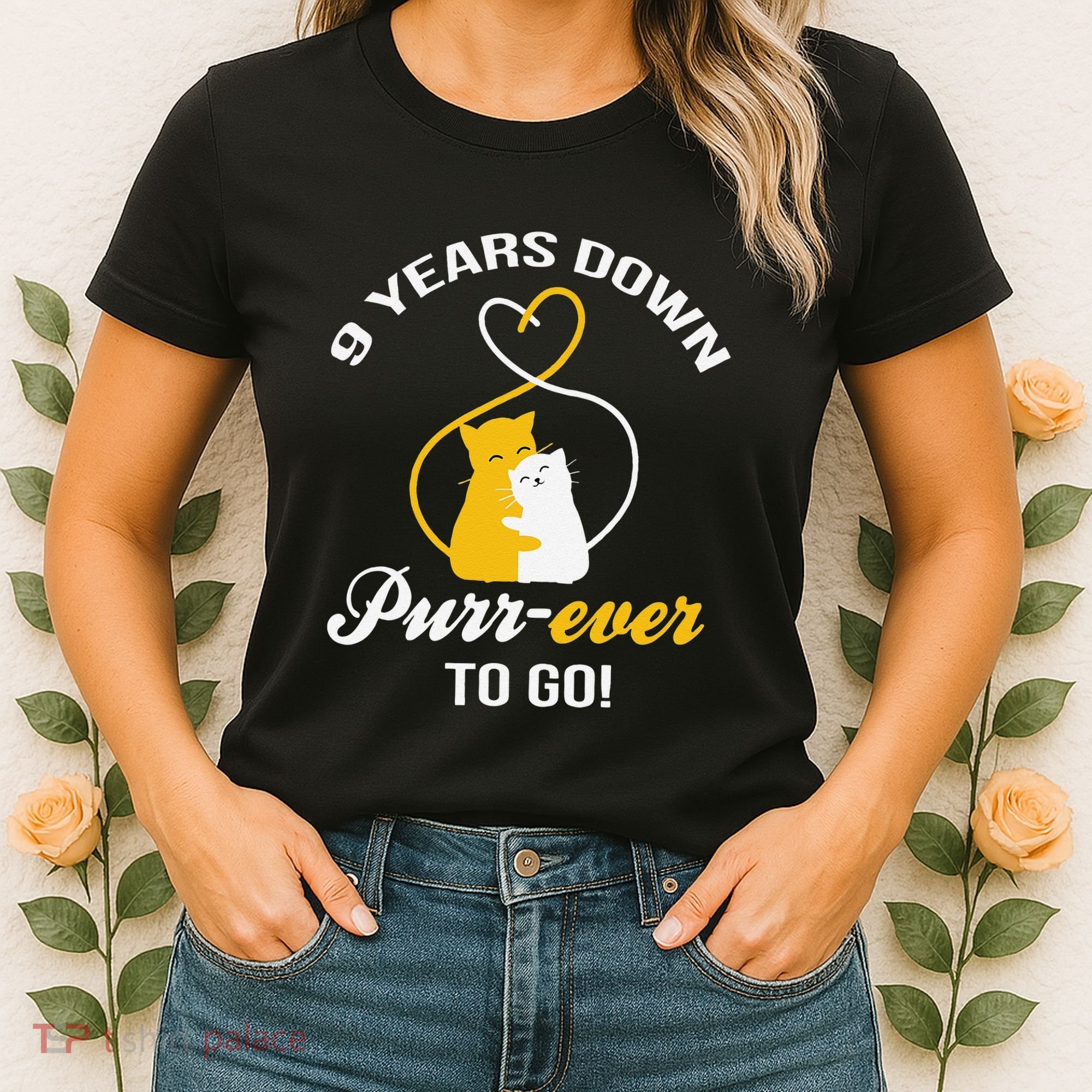 9th Wedding Anniversary Purr Ever Cat Gift Women's T-Shirt