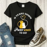9th Wedding Anniversary Purr Ever Cat Gift Women's T-Shirt thumb 3