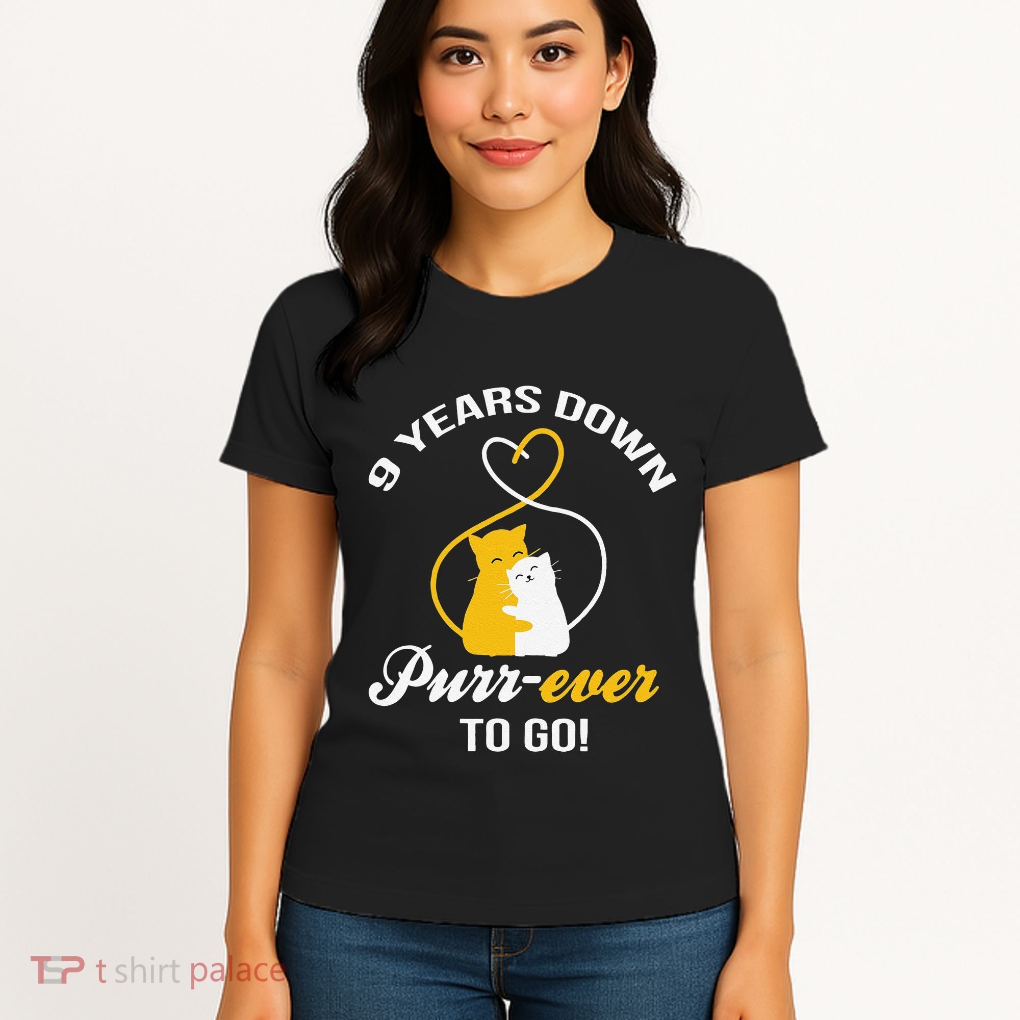 9th Wedding Anniversary Purr Ever Cat Gift Women's T-Shirt