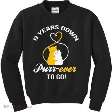 9th Wedding Anniversary Purr Ever Cat Gift Kids Sweatshirt