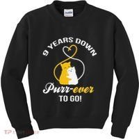 9th Wedding Anniversary Purr Ever Cat Gift Kids Sweatshirt thumb 0