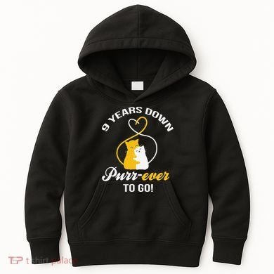 9th Wedding Anniversary Purr Ever Cat Gift Kids Hoodie