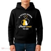 9th Wedding Anniversary Purr Ever Cat Gift Kids Hoodie thumb 4