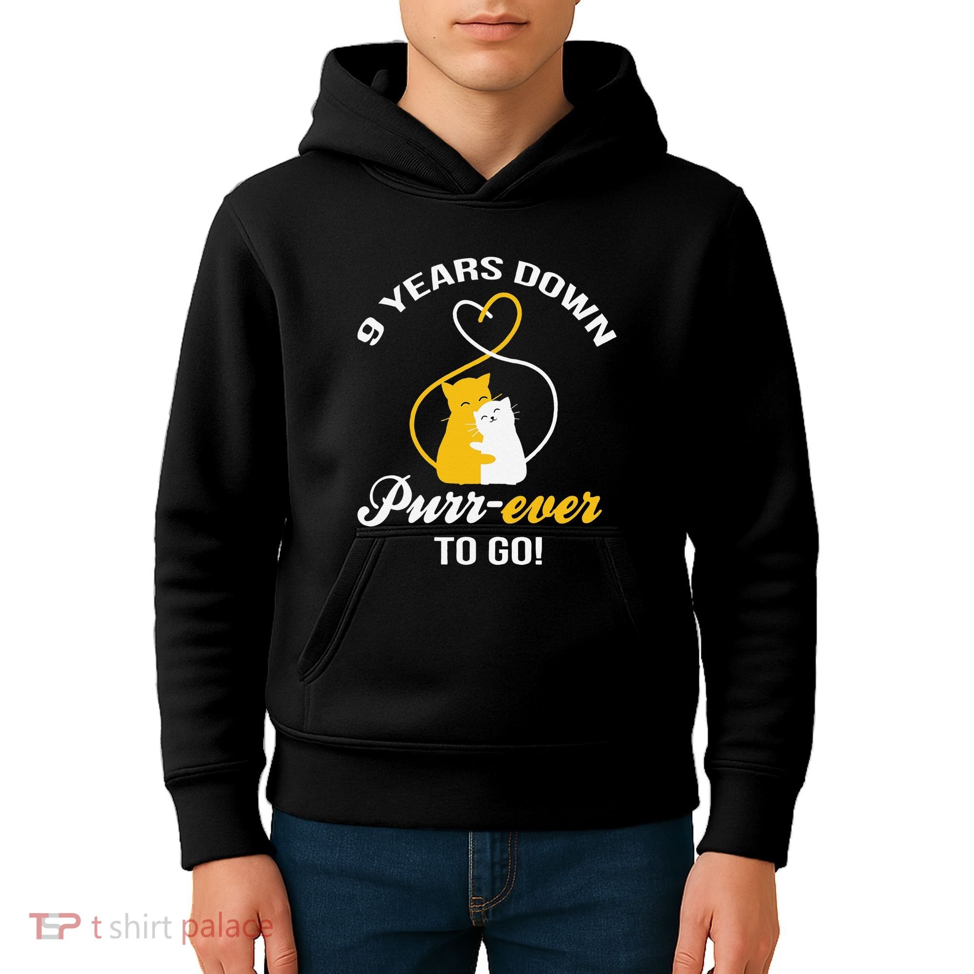 9th Wedding Anniversary Purr Ever Cat Gift Kids Hoodie