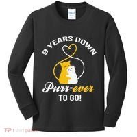 9th Wedding Anniversary Purr Ever Cat Gift Kids Long Sleeve Shirt thumb 0