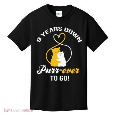 9th Wedding Anniversary Purr Ever Cat Gift Kids T-Shirt