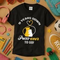 9th Wedding Anniversary Purr Ever Cat Gift Kids T-Shirt thumb 3