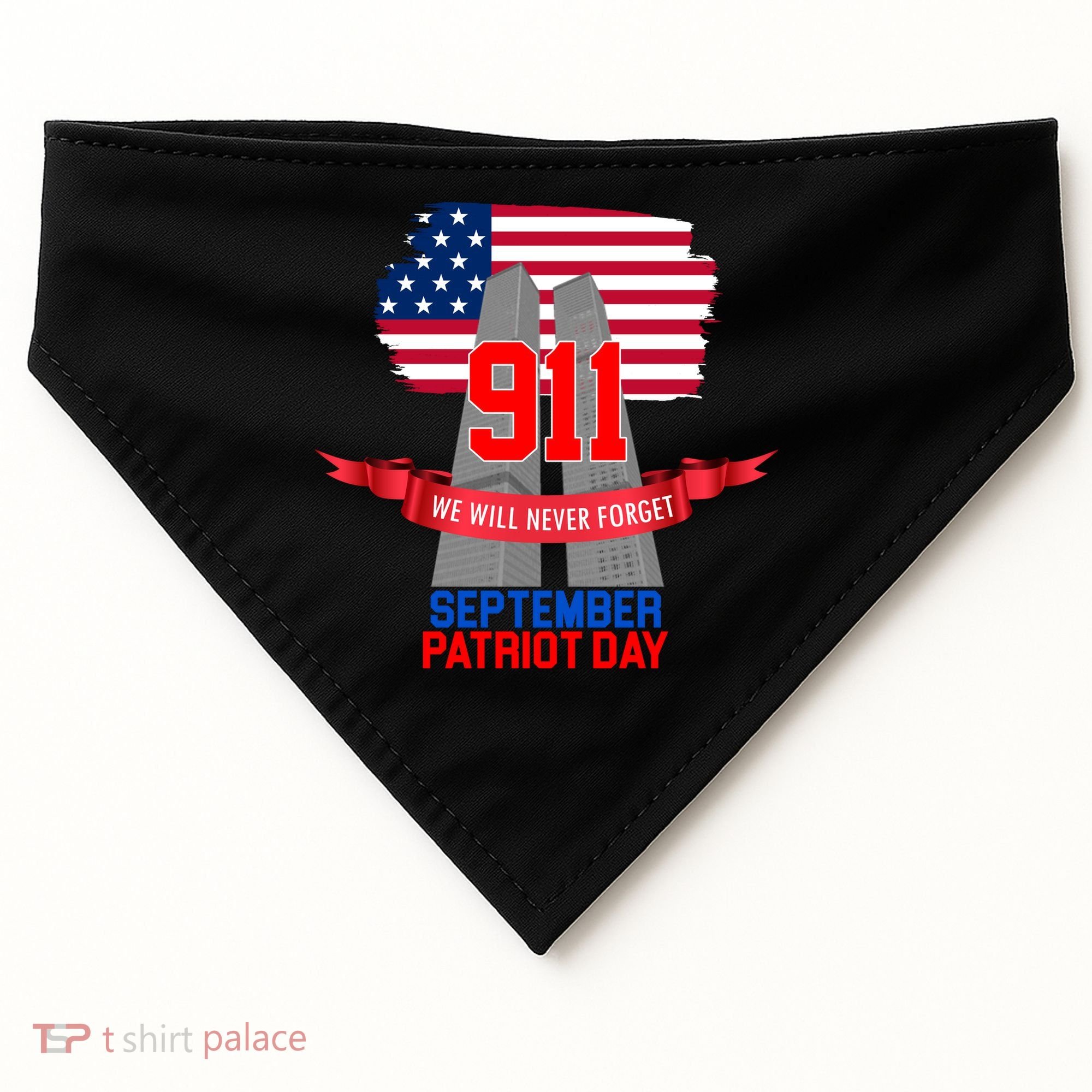9/11 We Will Never Forget September 11th Patriot Day USA-Made Doggie Bandana