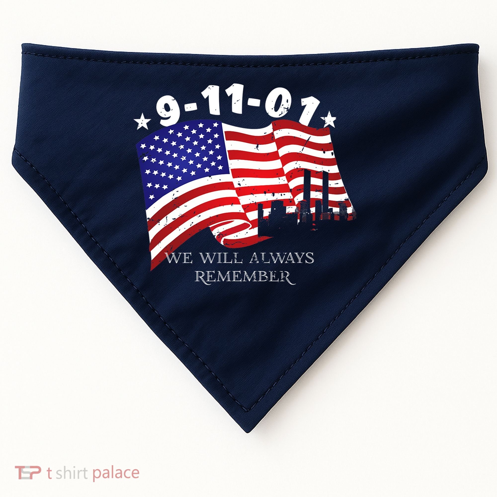 9/11/01 We Will Always Remember USA-Made Doggie Bandana