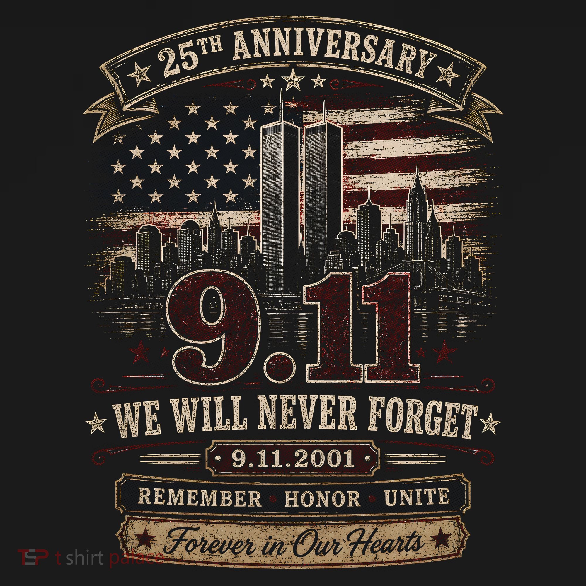 9.11 We Will Never Forget 25th Anniversary Kids Long Sleeve Shirt