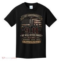9.11 We Will Never Forget 25th Anniversary Kids T-Shirt thumb 0