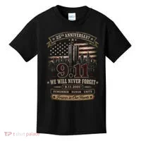 9.11 We Will Never Forget 25th Anniversary Kids T-Shirt thumb 0