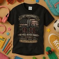 9.11 We Will Never Forget 25th Anniversary Kids T-Shirt thumb 3