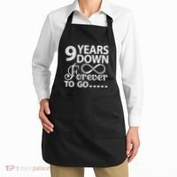 9 Years Down Forever To Go 9th Wedding Anniversary Apron thumb 2