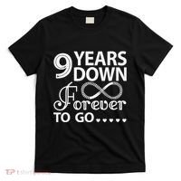 9 Years Down Forever To Go 9th Wedding Anniversary T-Shirt thumb 0