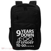 9 Years Down Forever To Go 9th Wedding Anniversary Impact Tech Backpack thumb 0