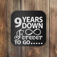 9 Years Down Forever To Go 9th Wedding Anniversary Coaster thumb 0