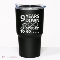 9 Years Down Forever To Go 9th Wedding Anniversary Tumbler thumb 0