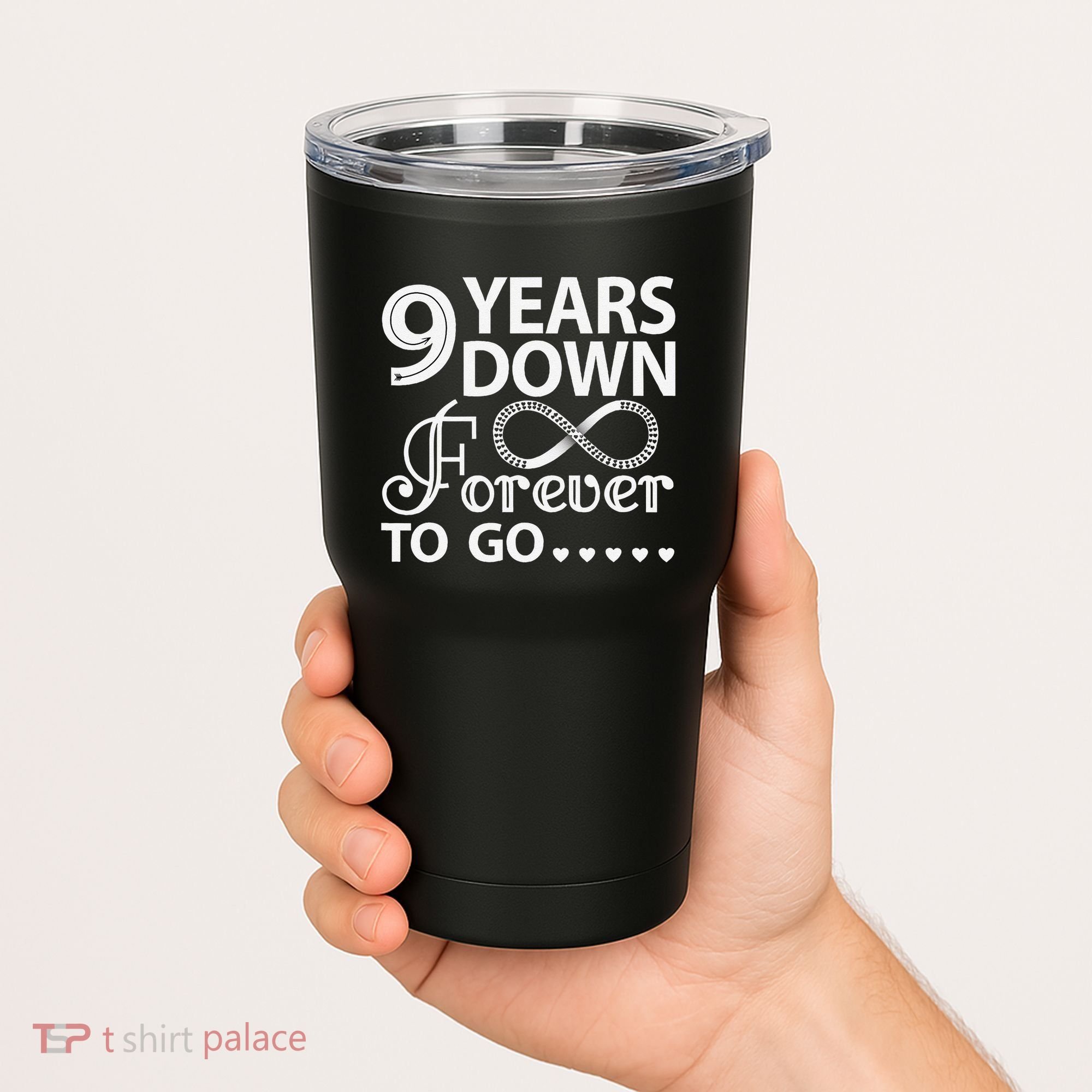 9 Years Down Forever To Go 9th Wedding Anniversary Tumbler