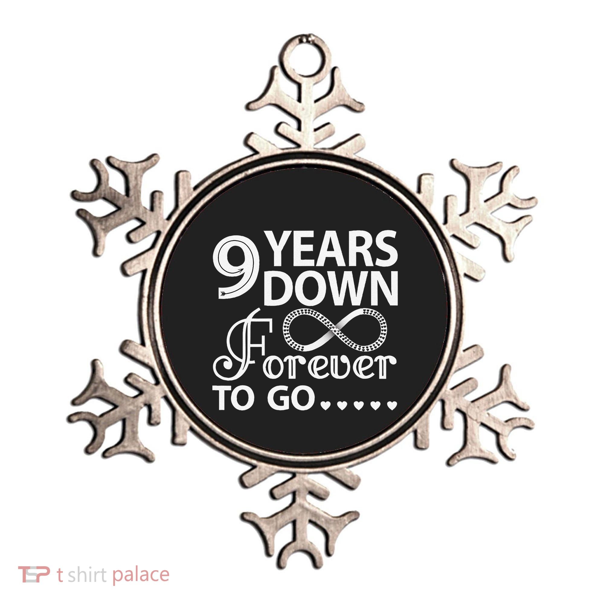 9 Years Down Forever To Go 9th Wedding Anniversary Ornament