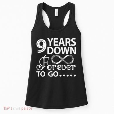 9 Years Down Forever To Go 9th Wedding Anniversary Women's Tank Top