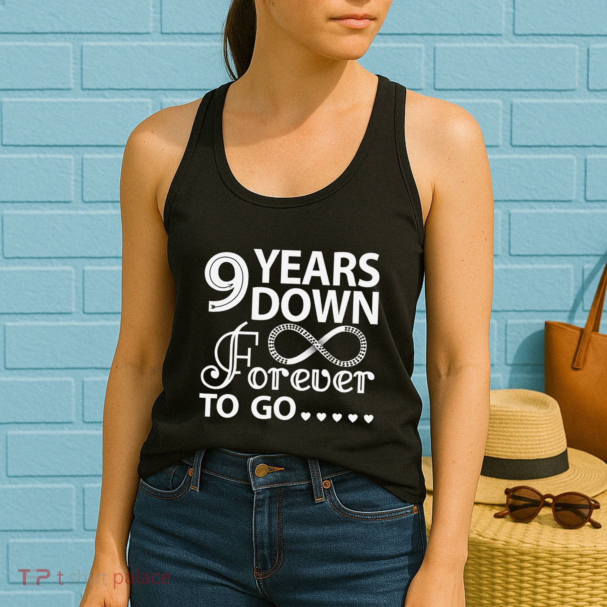 9 Years Down Forever To Go 9th Wedding Anniversary Women's Tank Top