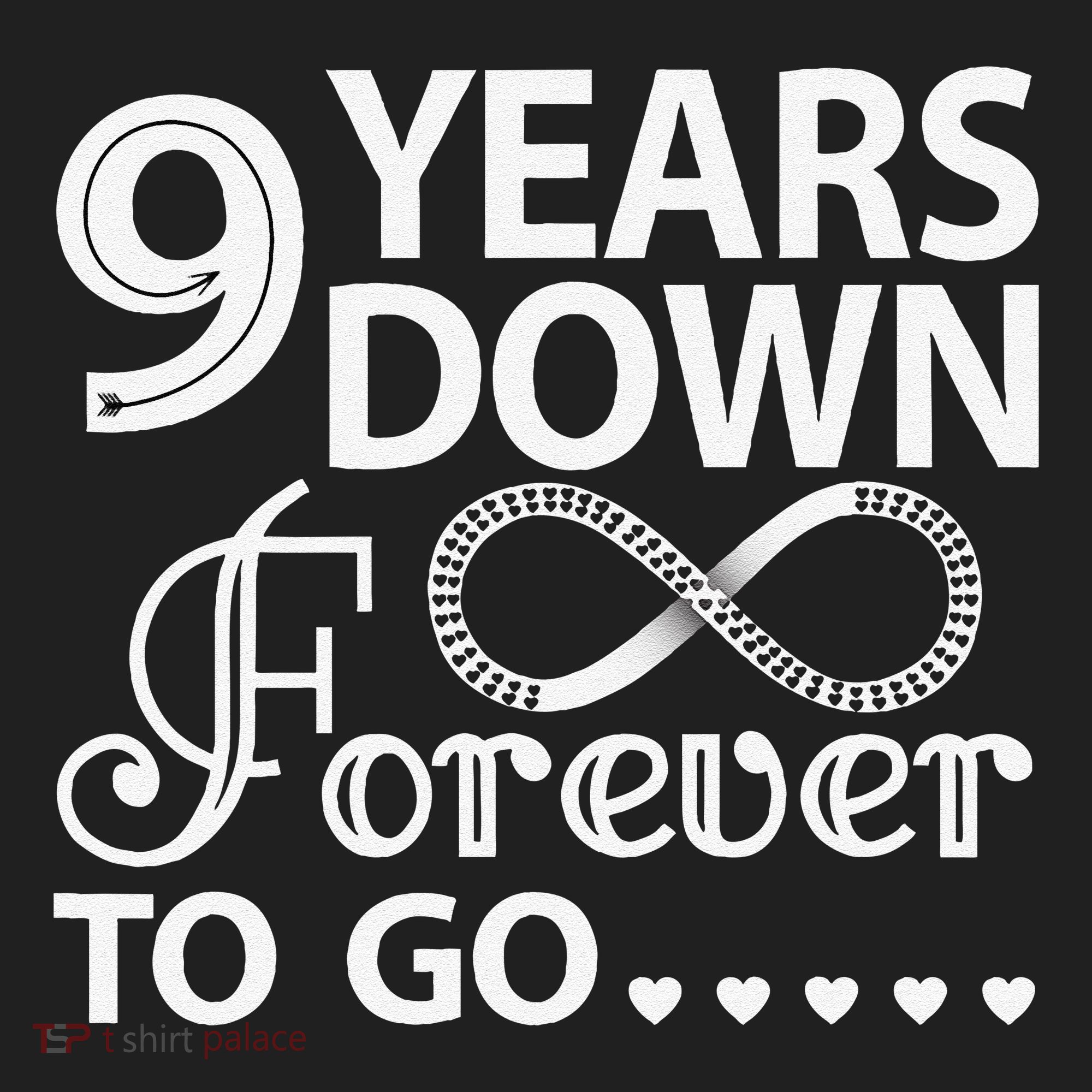9 Years Down Forever To Go 9th Wedding Anniversary Golf Towel