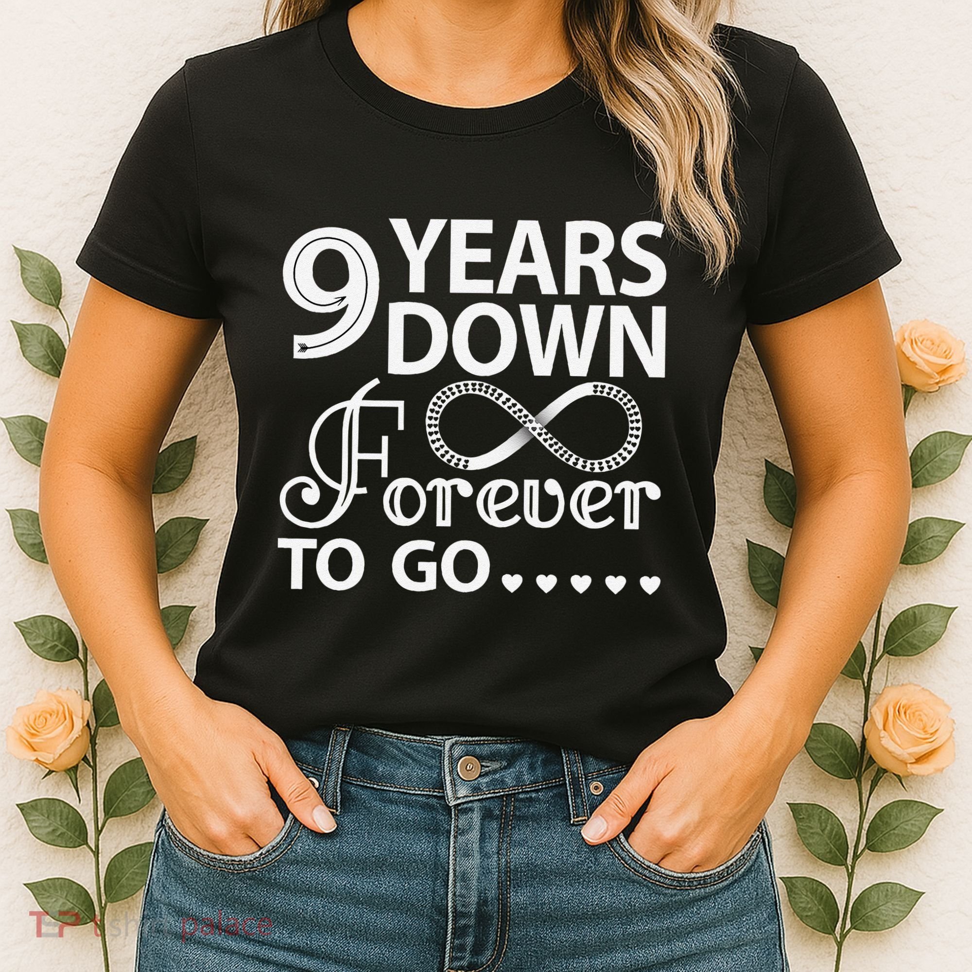 9 Years Down Forever To Go 9th Wedding Anniversary Women's T-Shirt
