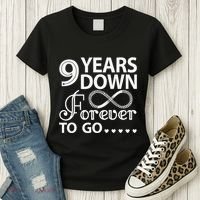 9 Years Down Forever To Go 9th Wedding Anniversary Women's T-Shirt thumb 3