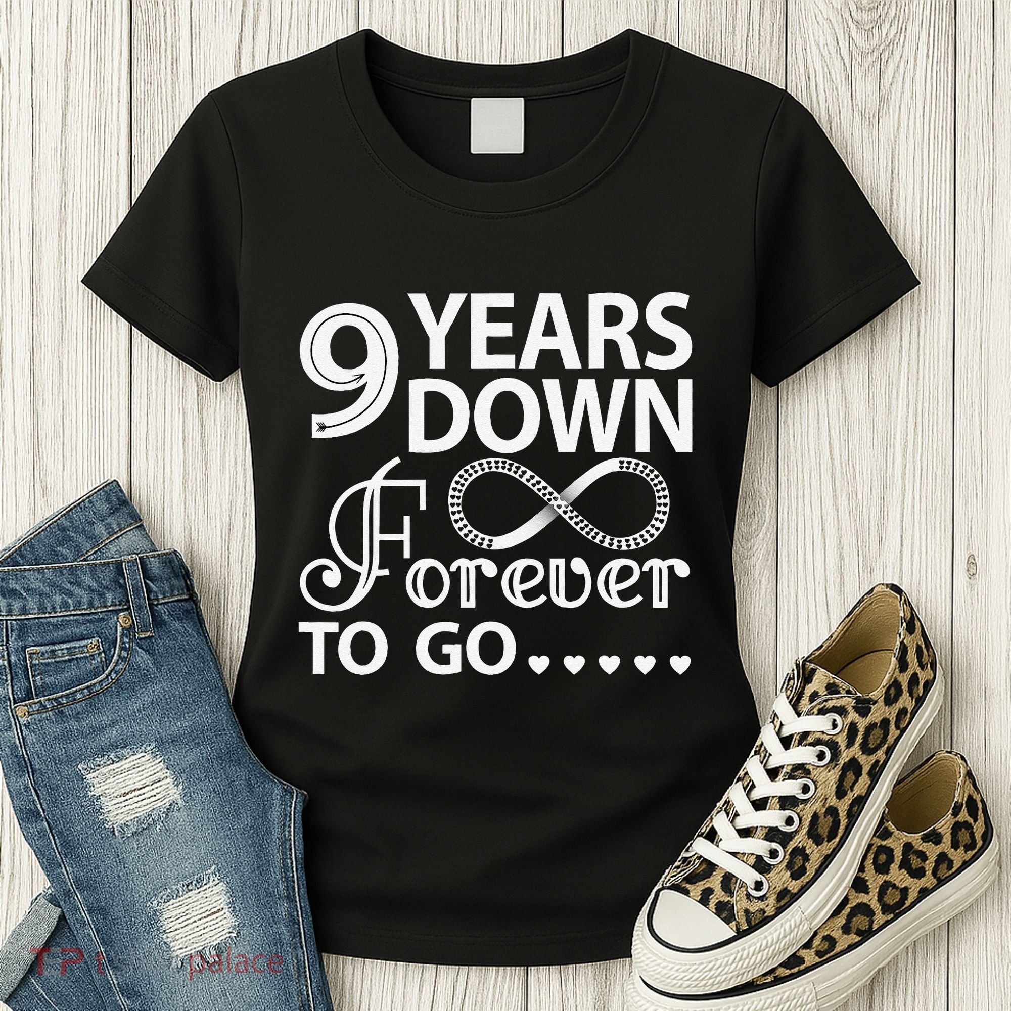 9 Years Down Forever To Go 9th Wedding Anniversary Women's T-Shirt