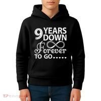 9 Years Down Forever To Go 9th Wedding Anniversary Kids Hoodie thumb 4