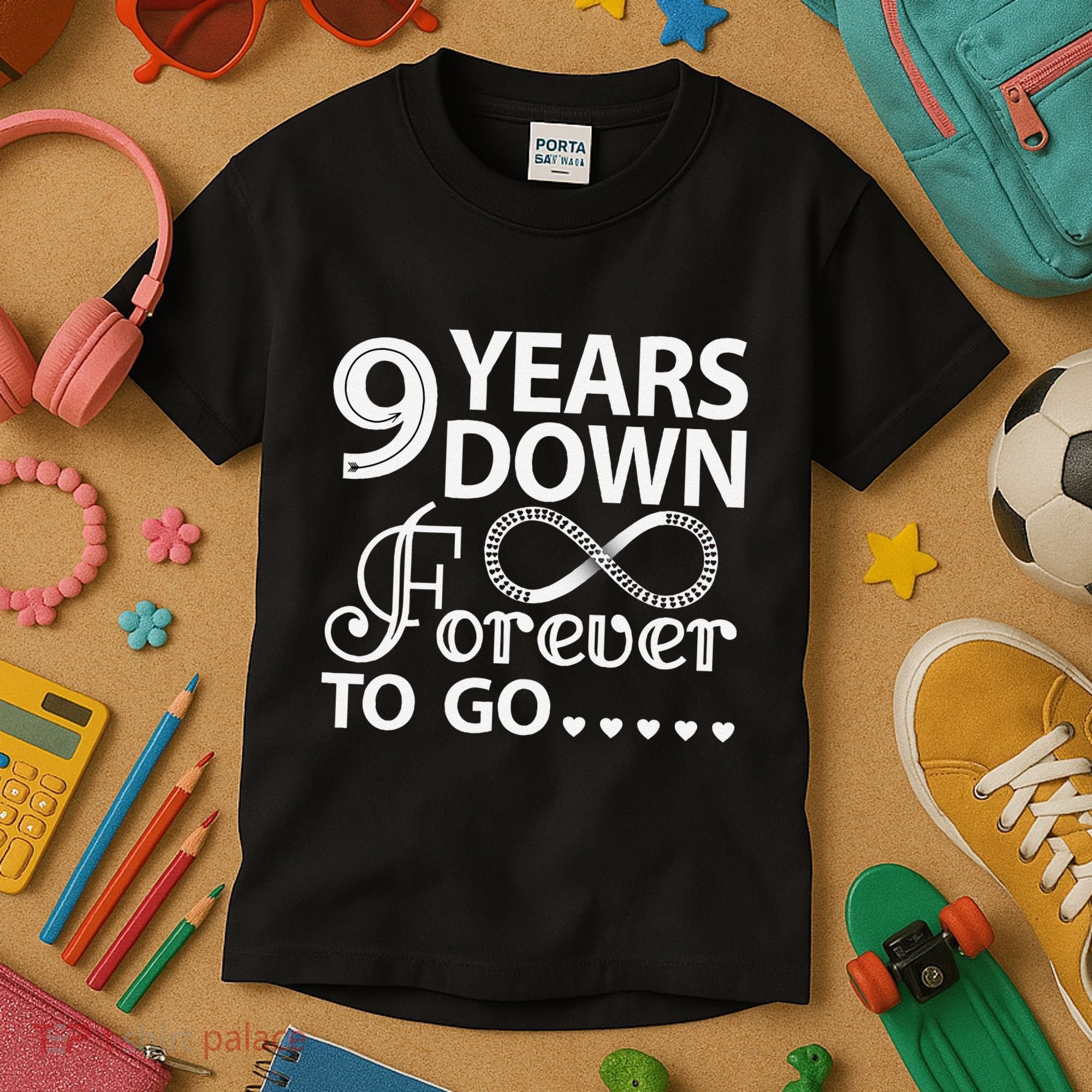 9 Years Down Forever To Go 9th Wedding Anniversary Kids T-Shirt