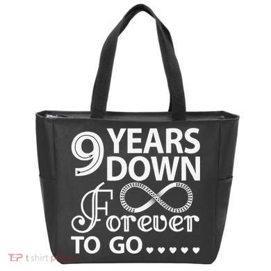 9 Years Down Forever To Go 9th Wedding Anniversary Tote Bag
