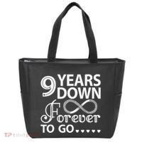 9 Years Down Forever To Go 9th Wedding Anniversary Tote Bag thumb 0