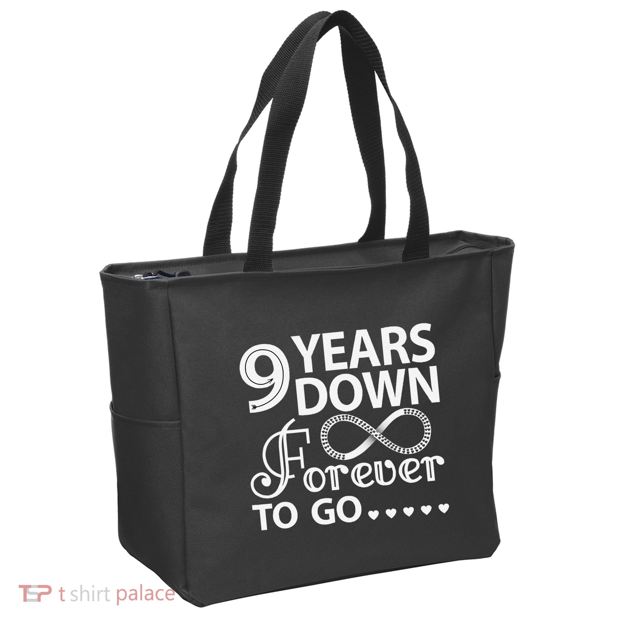 9 Years Down Forever To Go 9th Wedding Anniversary Tote Bag