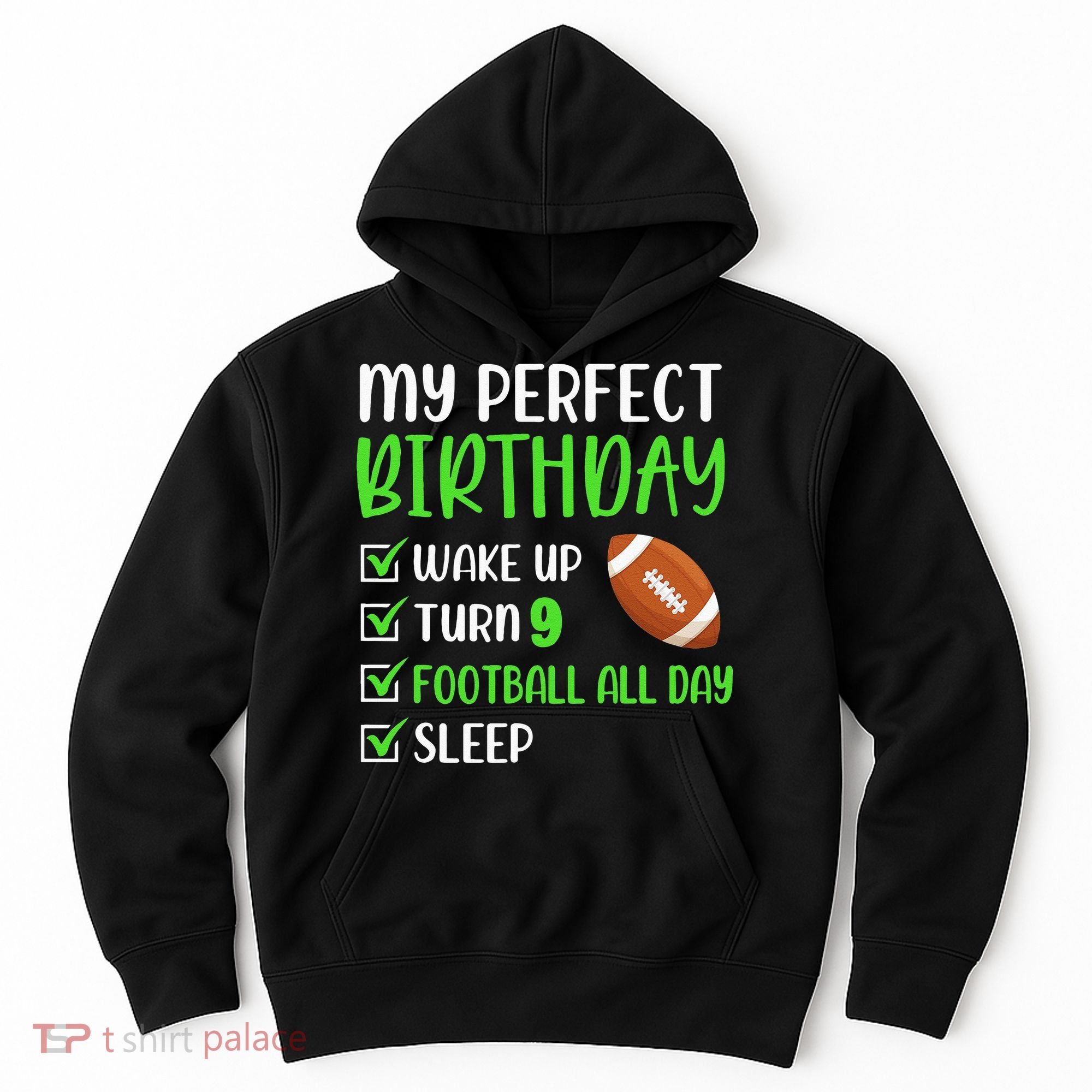 9 Year Old American Football Birthday Party 9th Boy Player Hoodie