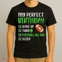 9 Year Old American Football Birthday Party 9th Boy Player T-Shirt thumb 3