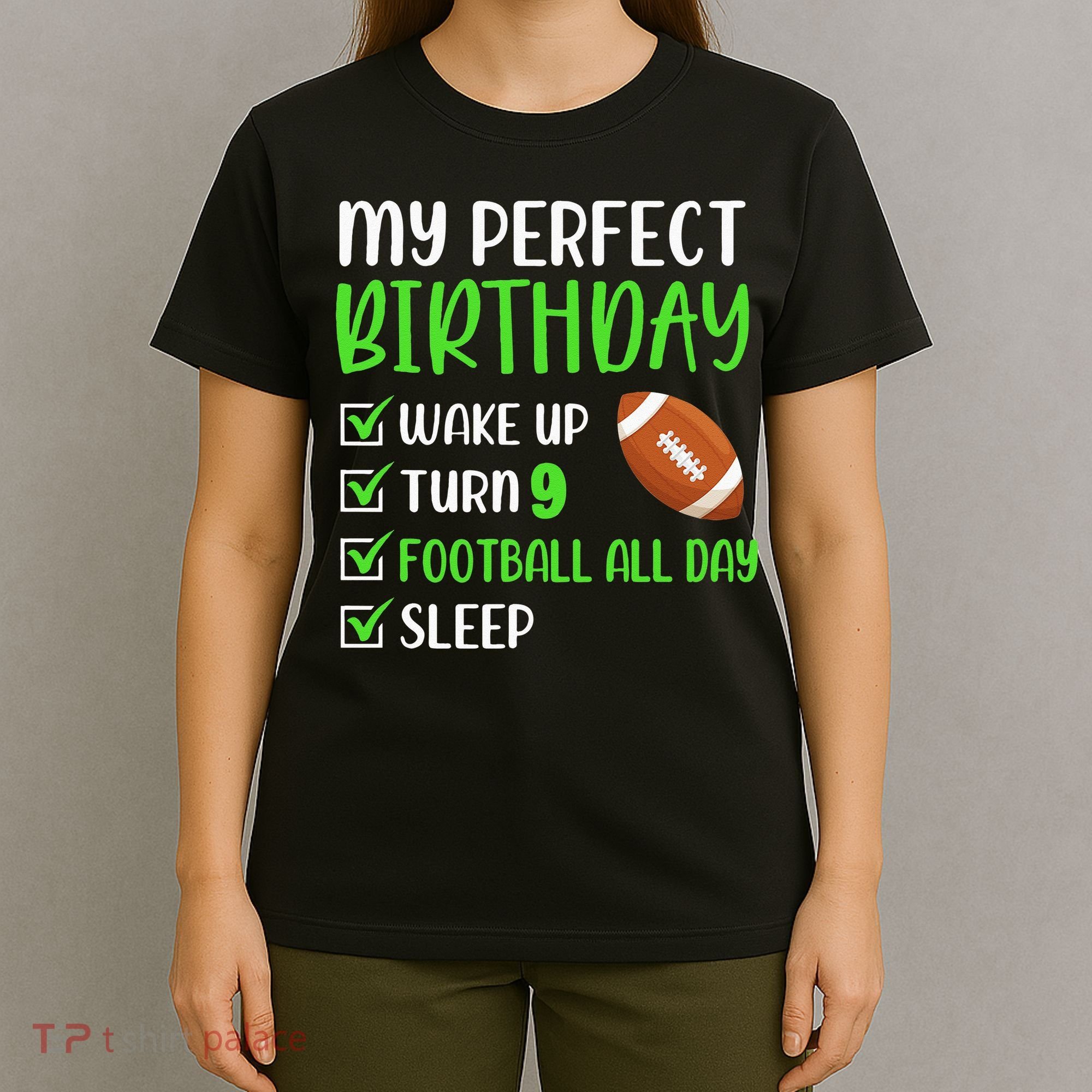 9 Year Old American Football Birthday Party 9th Boy Player T-Shirt