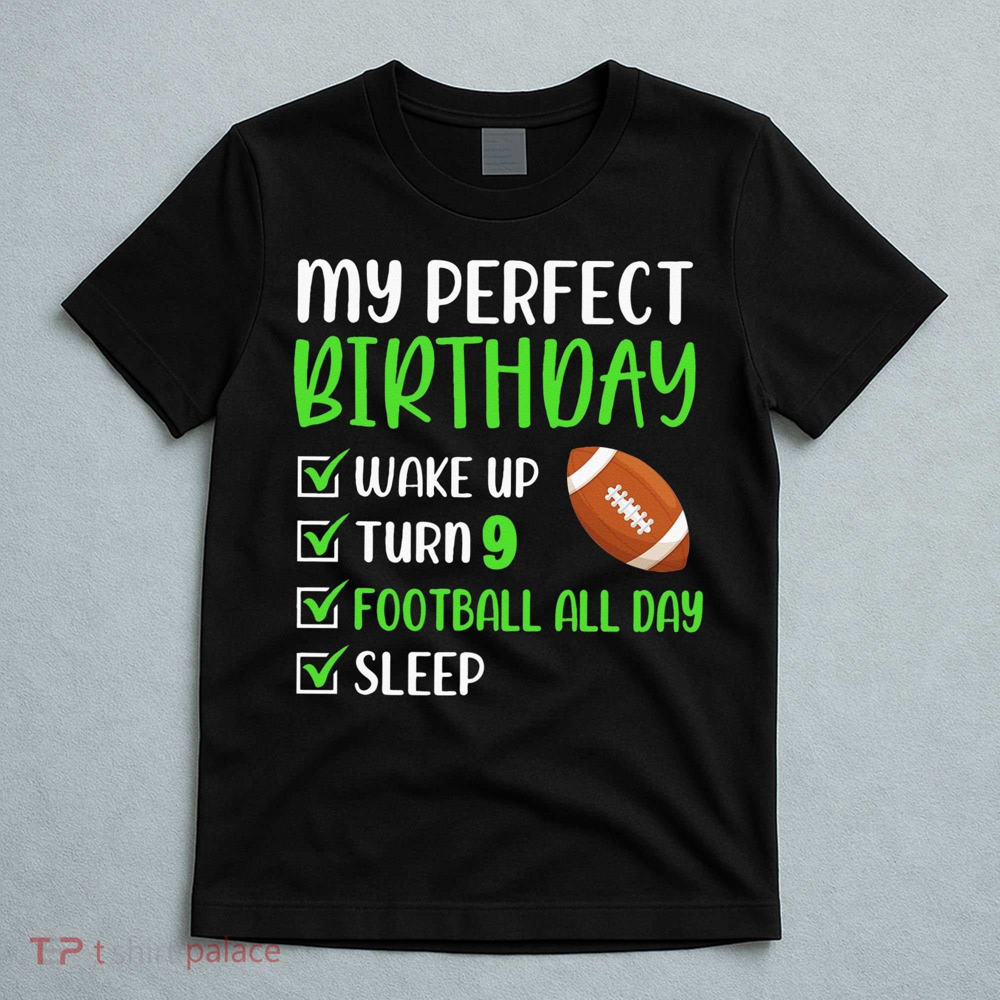 9 Year Old American Football Birthday Party 9th Boy Player T-Shirt