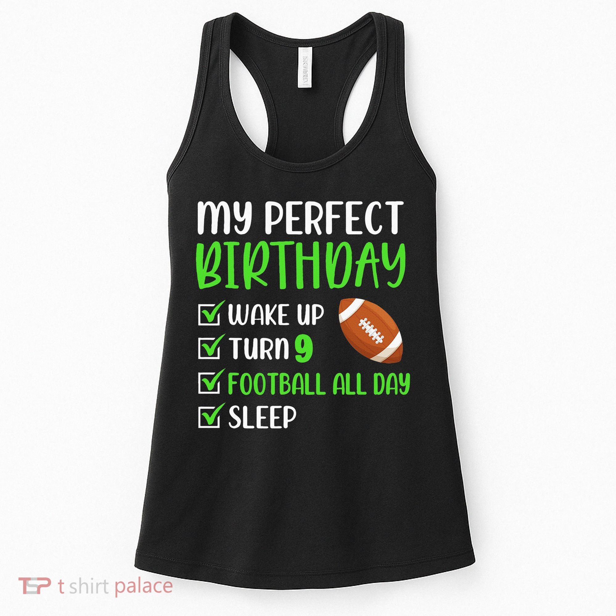 9 Year Old American Football Birthday Party 9th Boy Player Women's Tank Top