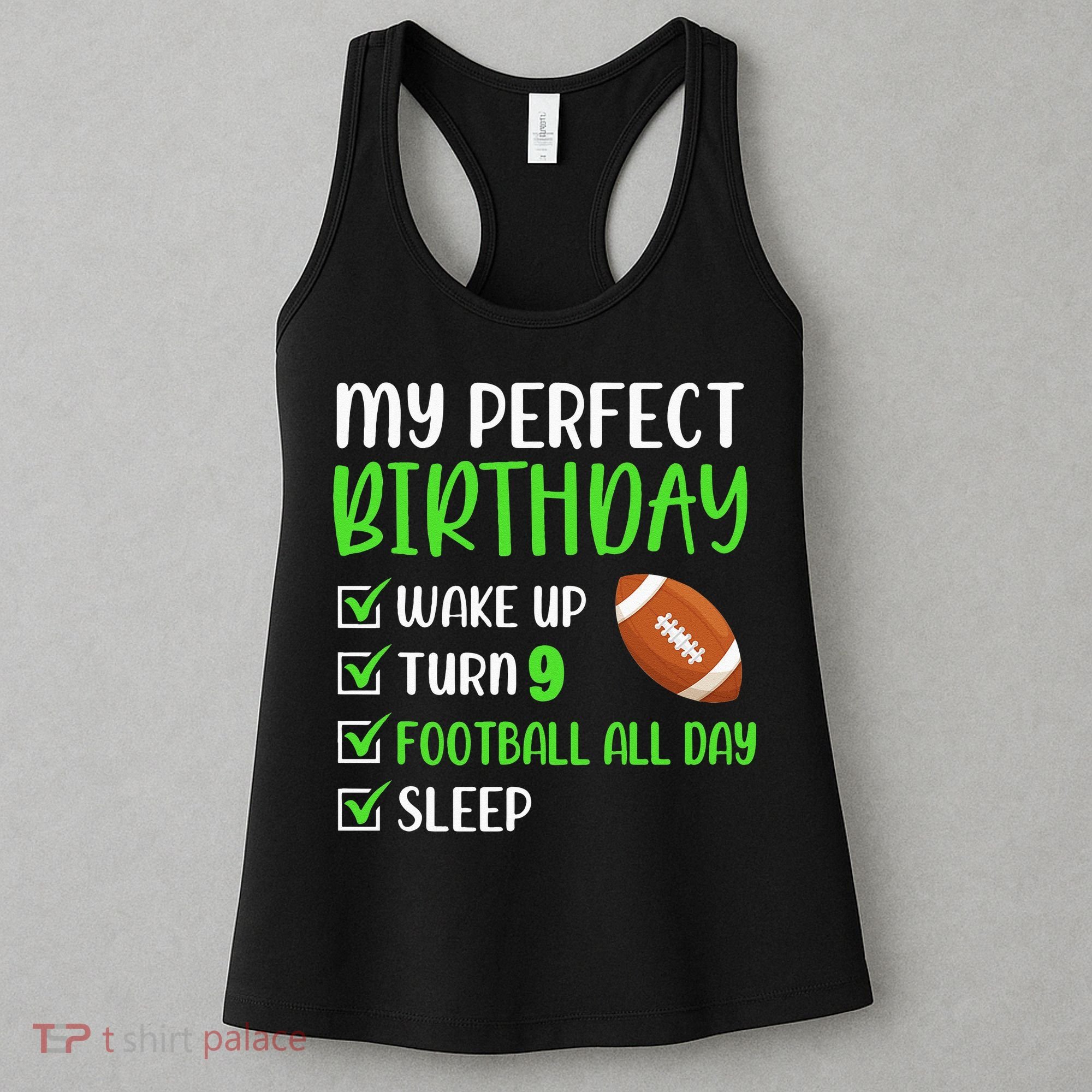 9 Year Old American Football Birthday Party 9th Boy Player Women's Tank Top