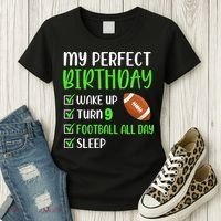 9 Year Old American Football Birthday Party 9th Boy Player Women's T-Shirt thumb 3