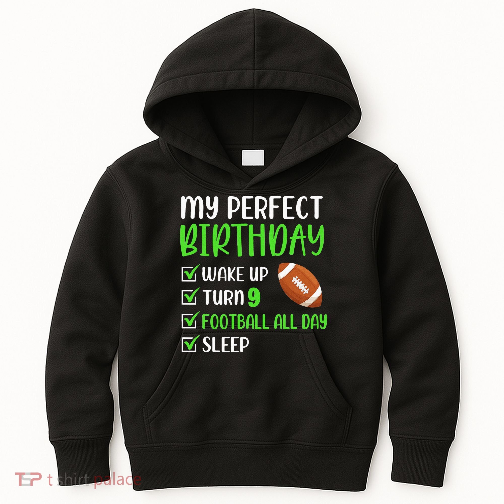 9 Year Old American Football Birthday Party 9th Boy Player Kids Hoodie