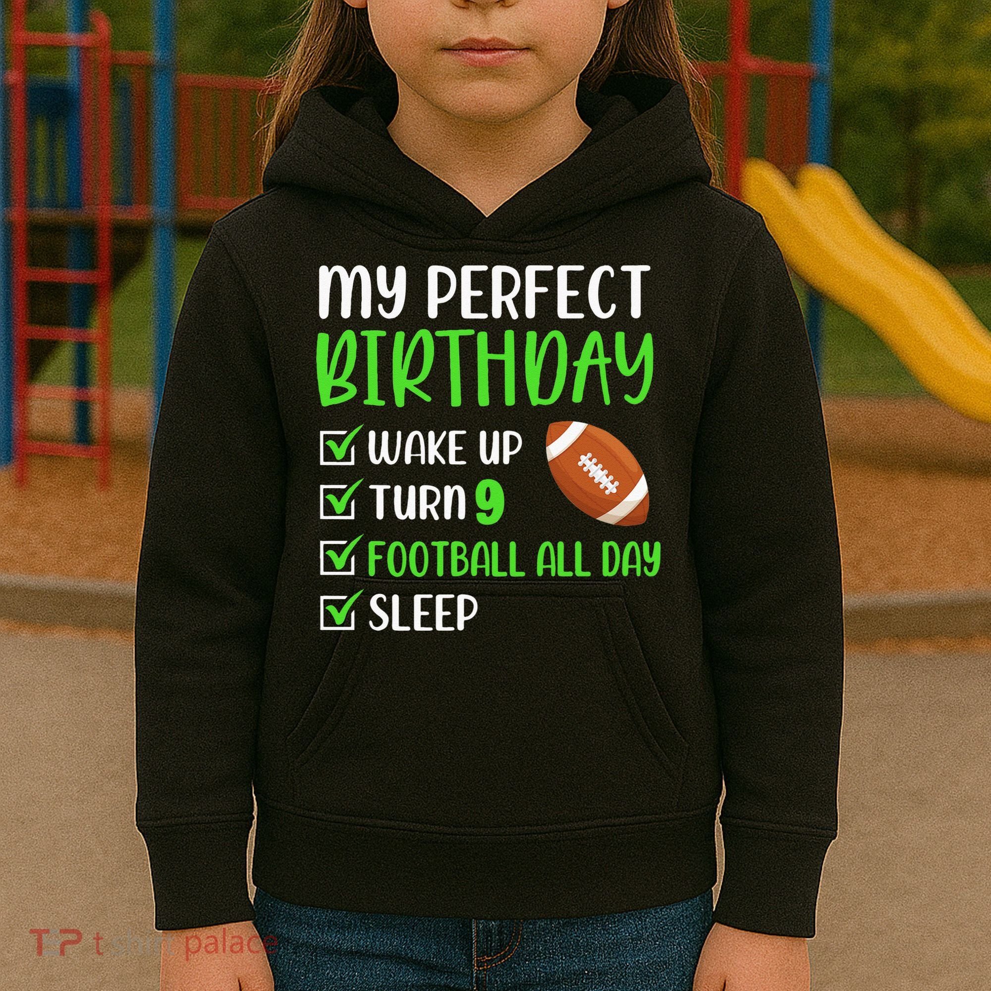 9 Year Old American Football Birthday Party 9th Boy Player Kids Hoodie
