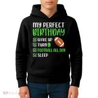 9 Year Old American Football Birthday Party 9th Boy Player Kids Hoodie thumb 4