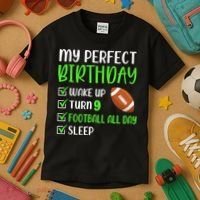 9 Year Old American Football Birthday Party 9th Boy Player Kids T-Shirt thumb 3