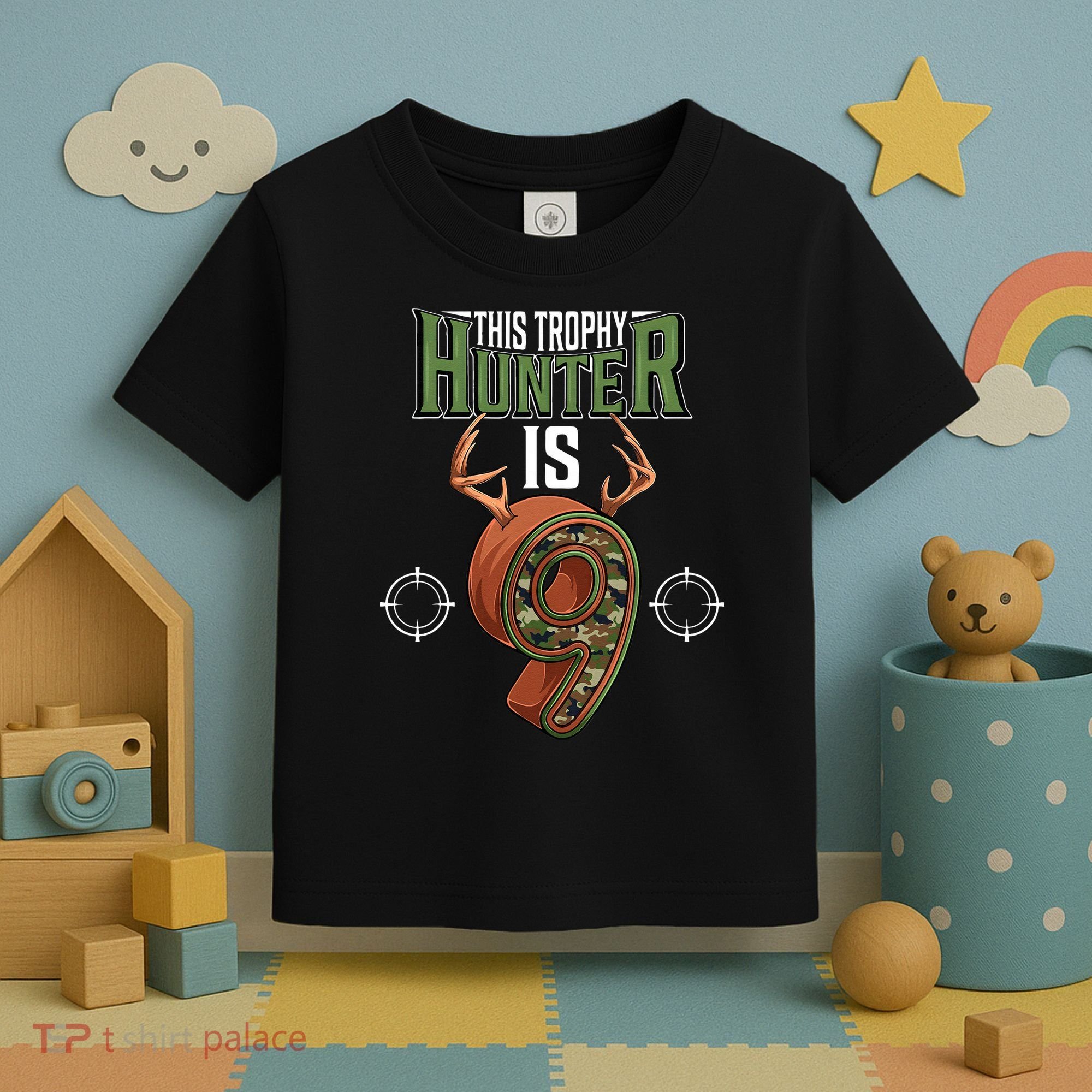 9 Year Old Hunting 9th Birthday Party Deer Hunter Toddler T-Shirt